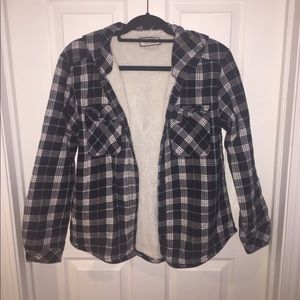 PLAID FAKE FUR LINED JACKET